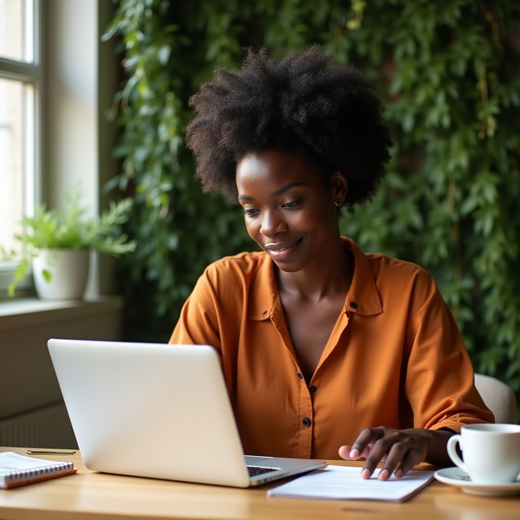 Parent using digital learning platform on laptop at home desk