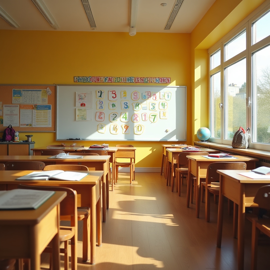 Primary school classroom with Dutch educational materials and learning resources